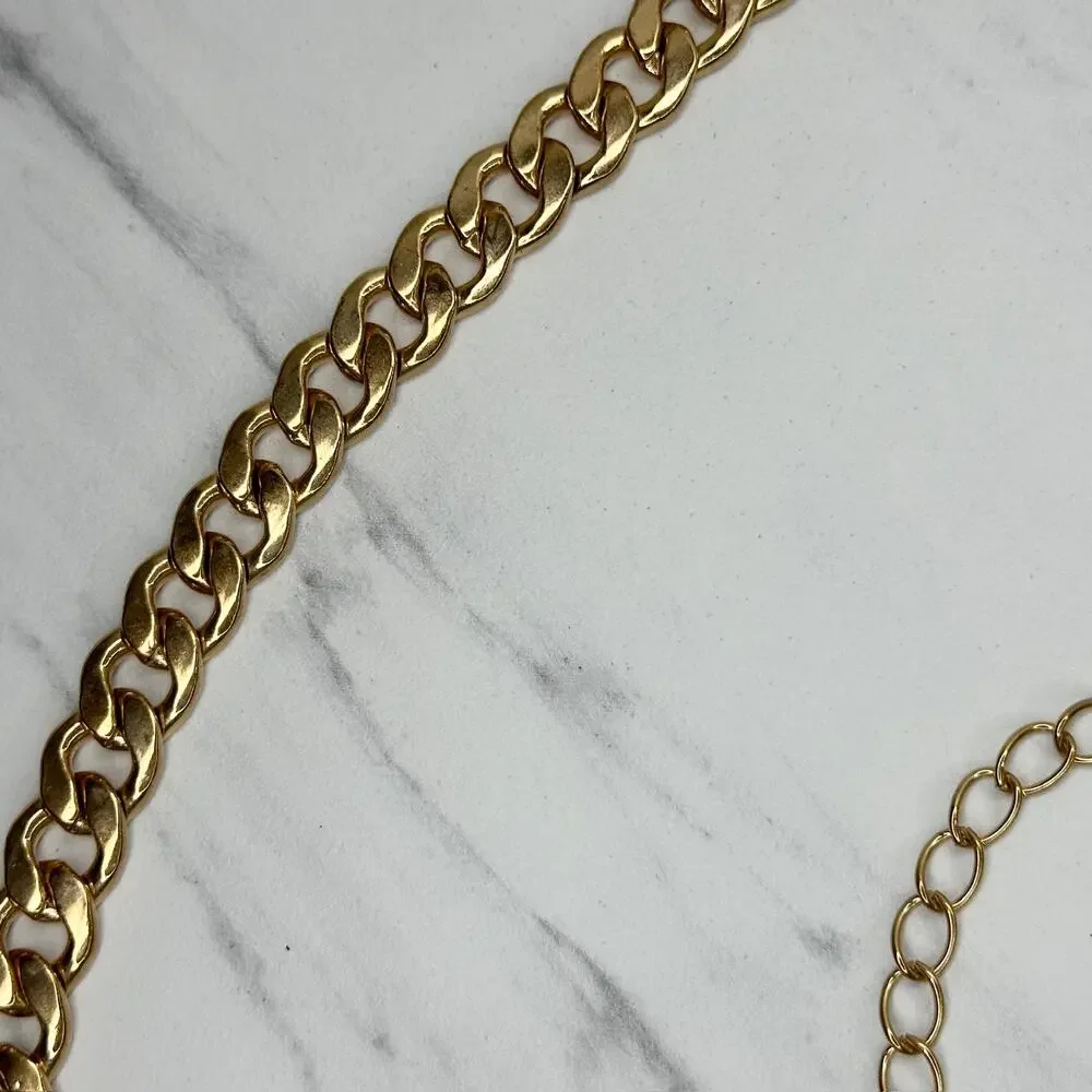 Draped Gold Curb Chain Belt Multi Strand OS ✨